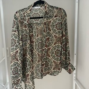 Zara Sheer Button Down Shirt